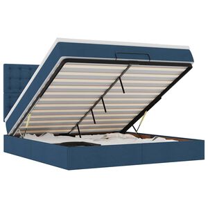 vidaXL Cadru de pat otoman cu saltea țesătură albastră 160x200cm