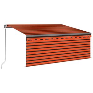 vidaXL Copertină manuală cu stor&LED portocaliu&maro 3,5x2,5 m