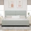 vidaXL Pat cu arcuri cu headboard Gri deschis 200 x 200 cm Catifea