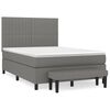 vidaXL Pat box spring cu saltea, gri &icirc;nchis, 140x190 cm, textil