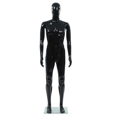 vidaXL Corp manechin masculin, suport din sticlă, negru lucios, 185 cm
