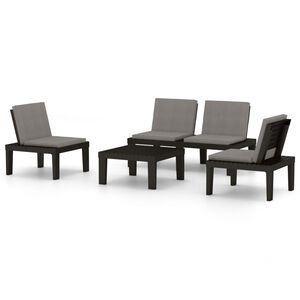 vidaXL Set mobilier de grădină cu perne, 4 piese, gri, plastic