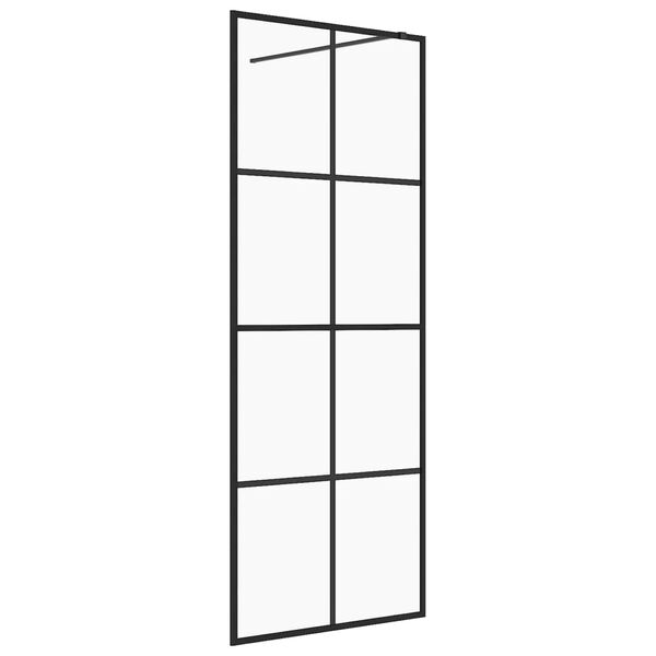 vidaXL Paravan de duș walk-in negru 80x195 cm sticlă ESG transparentă