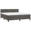 vidaXL Pat box spring cu saltea, gri &icirc;nchis, 160x200 cm, catifea