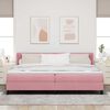 vidaXL Pat cu arcuri cu saltea cu headboard Roz 200 x 200 cm Poliester