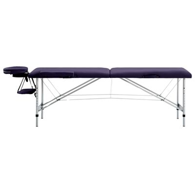 vidaXL Masă de masaj pliabilă, 2 zone, violet, aluminiu