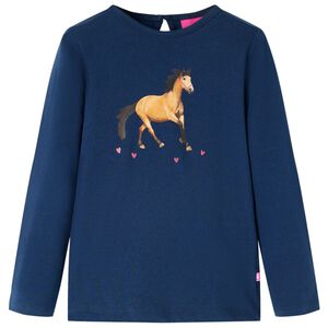 vidaXL Tricou pentru copii cu m&acirc;neci lungi, bleumarin, 92