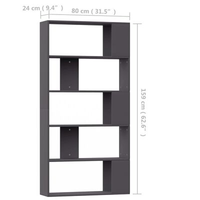 vidaXL Bibliotecă/Separator cameră, gri, 80x24x159 cm, PAL