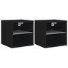 vidaXL Comode TV de perete cu lumini LED, 2 buc., negru, 30x28,5x30 cm