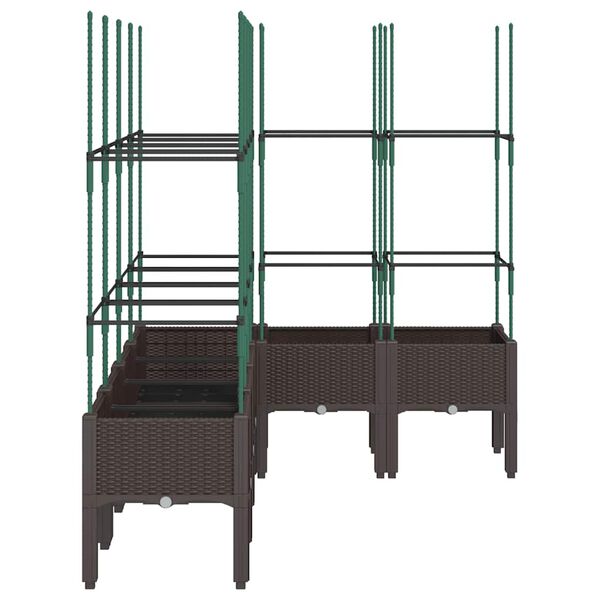 vidaXL Jardinieră de grădină cu spalier, maro, 160x120x142,5 cm, PP