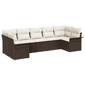 vidaXL Set de canapele pentru grădină 7 pcs Maro Rattan poli