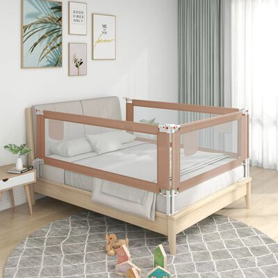vidaXL Balustradă de protecție pat copii, gri taupe, 140x25 cm, textil