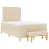 vidaXL Pat cu arcuri cu saltea cu headboard Crem 120 x 200 cm țesătură