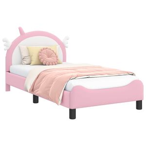 vidaXL Cadru de pat pentru copii cu spătar Roz 80 x 160 cm PU