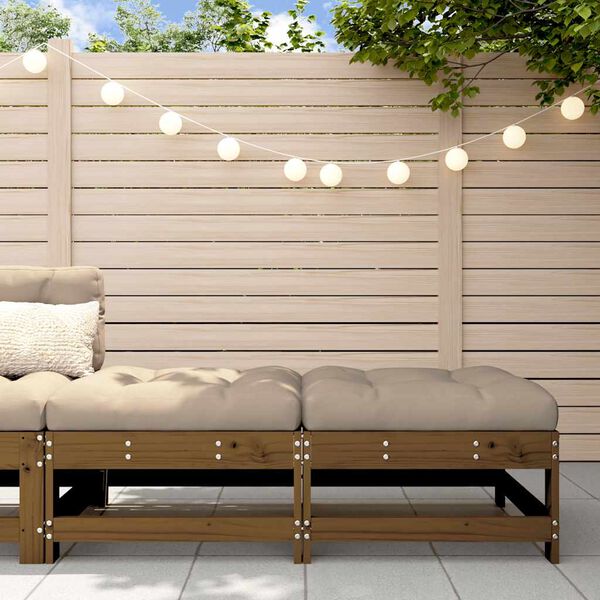 vidaXL Taburete de grădină cu perne 2 buc. maro miere lemn masiv pin