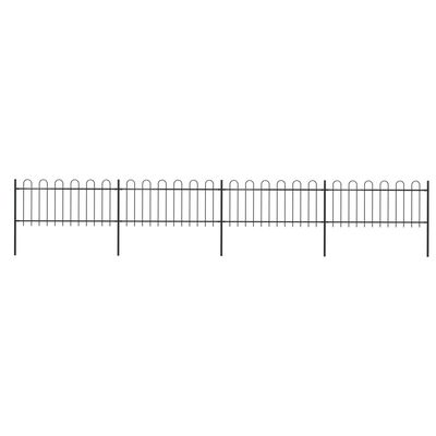 vidaXL Gard de grădină cu vârf curbat, negru, 6,8 m, oțel