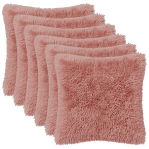 vidaXL Husă pentru pernă 6 buc. HEERLEN Roz 30 x 30 cm Fleece PV