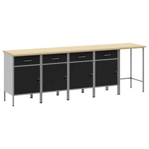 vidaXL Set de dulapuri de lucru cu sertar Manual 5 buc. Negru și Gri