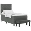 vidaXL Pat cu arcuri cu headboard Gri &icirc;nchis 90 x 190 cm țesătură