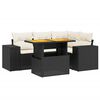 vidaXL Set mobilier de grădină cu perne, 5 piese, negru, poliratan