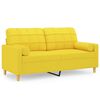 vidaXL Canapea cu 2 locuri cu pernuțe, galben deschis, 140 cm, textil