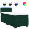 vidaXL Pat box spring cu saltea, verde &icirc;nchis, 90x200 cm, catifea