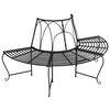 vidaXL Bancă semicirculară de copac, negru, &Oslash;159 cm, oțel