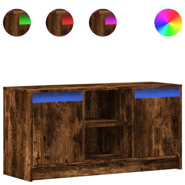 vidaXL Dulap TV cu LED, stejar fumuriu, 100x34x50 cm, lemn prelucrat