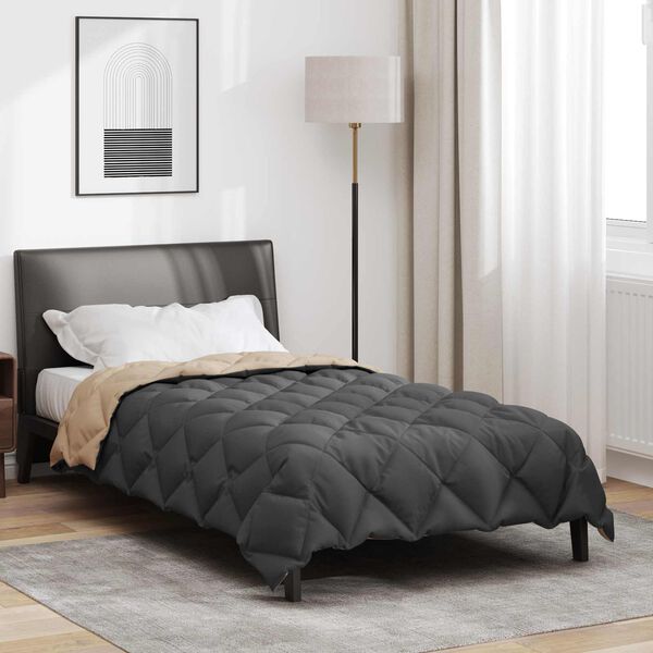 vidaXL Duvet de iarnă Antracit și Taupe 200 x 155 cm Microfibră