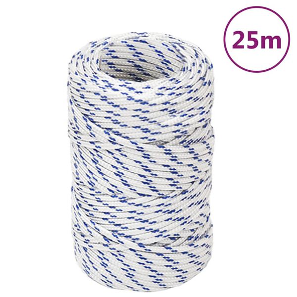 vidaXL Frânghie de barcă, alb, 2 mm, 25 m, polipropilenă