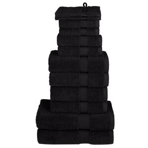 vidaXL Set de prosoape premium SOLUND, 12 piese, negru, 600 g/m&sup2;