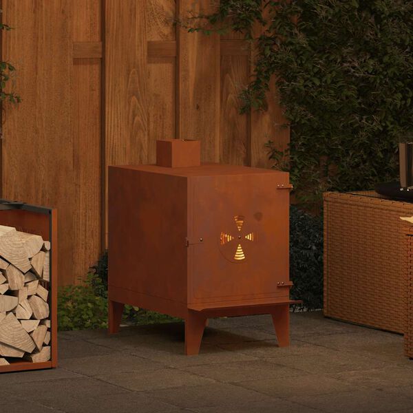 vidaXL Sobă de camping 35x50x60 cm Oțel Corten