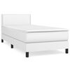 vidaXL Pat box spring cu saltea, alb, 100x200 cm, piele ecologică