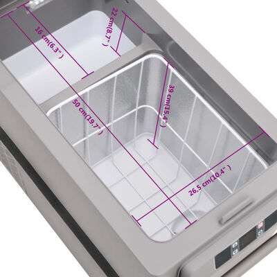 vidaXL Ladă frigorifică cu mâner, negru și gri, 55 L, PP și PE
