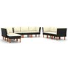 vidaXL Set mobilier de grădină cu perne, 9 piese, negru, poliratan