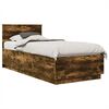 vidaXL Cadru de pat Stejar fumuriu 90 x 190 cm Lemn prelucrat