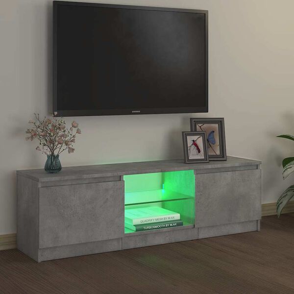 vidaXL Comodă TV cu lumini LED, gri beton, 120x30x36 cm