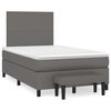 vidaXL Pat box spring cu saltea, gri, 120x200 cm, piele ecologică