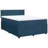 vidaXL Pat box spring cu saltea, albastru, 160x200 cm, catifea