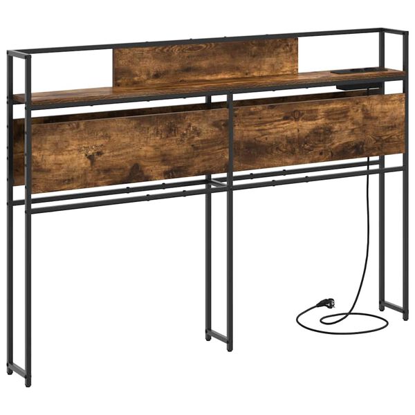 vidaXL Tăblie de depozitare cu raft Stejar afumat 120 cm Lemn compozit