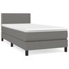 vidaXL Pat box spring cu saltea, gri &icirc;nchis, 80x200 cm, textil