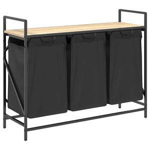 vidaXL Coș de rufe 3 compartimente cu raft stejar sonoma