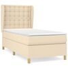 vidaXL Pat box spring cu saltea, crem, 90x190 cm, textil