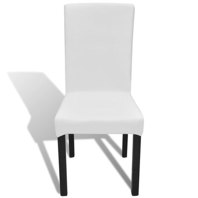 vidaXL Huse de scaun elastice drepte, 6 buc., alb