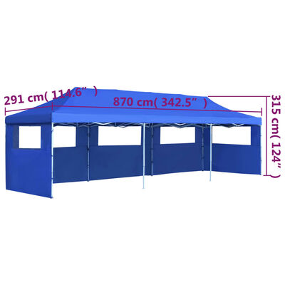 vidaXL Cort petrecere pliabil cu 5 pereți laterali, albastru, 3 x 9 m