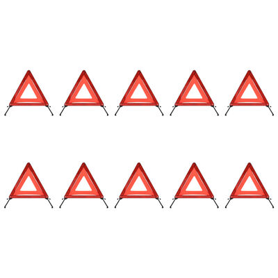 vidaXL Triunghiuri avertisment trafic, 10 buc. roșu, 56,5x36,5x44,5 cm
