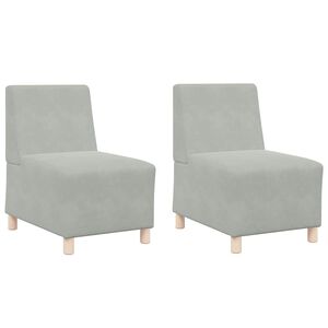 vidaXL Unitate Sofa Modulară Fără Brațe 2 pcs Gri deschis