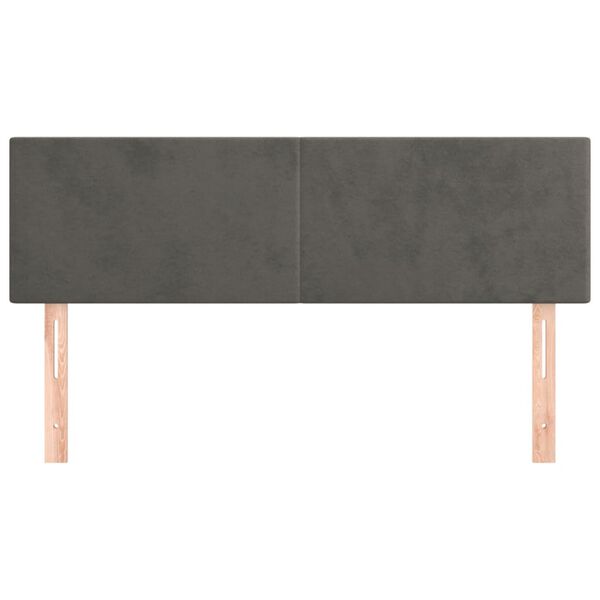 vidaXL Tăblii de pat, 2 buc., gri &icirc;nchis, 72x5x78/88 cm, catifea