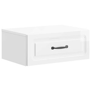 vidaXL Dulap de noapte suspendat Alb foarte lucios 49 x 34,5 x 20 cm