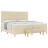 vidaXL Pat cu arcuri cu saltea cu headboard Crem 200 x 200 cm țesătură